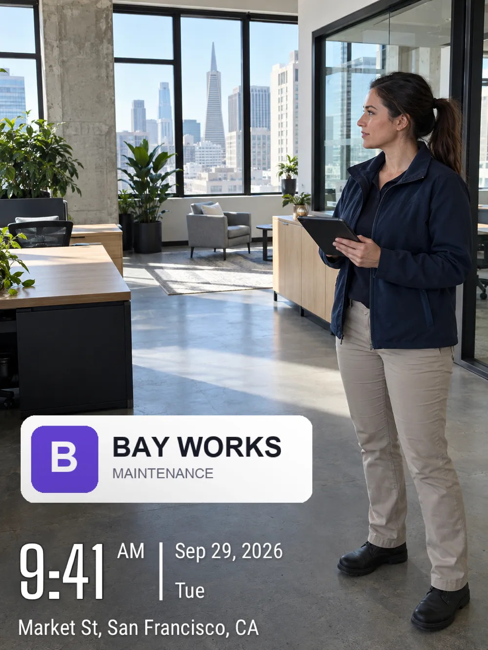 Property inspection photo with a custom business logo