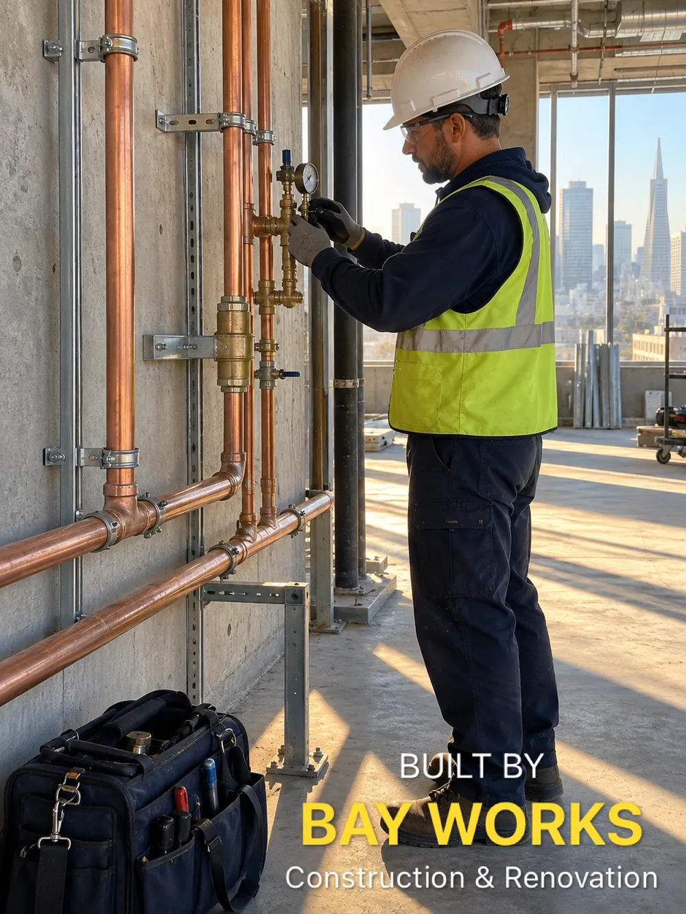 Maintenance photo with a custom Bay Works text watermark